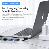 Hub USB-C 7-en-1 4K pour Ethernet RJ45, charge rapide PD, lecteur de cartes SD/TF, USB 3.0, en alliage d'aluminium pour MacBook, en stock