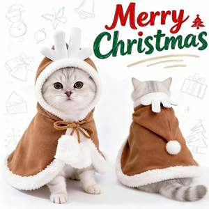 Disfraz Divertido <span class=keywords><strong>de</strong></span> Gato, Disfraz <span class=keywords><strong>de</strong></span> Santa Claus, Bufanda Roja, Capa Navideña para Mascotas, Forro Polar <span class=keywords><strong>de</strong></span> Invierno <span class=keywords><strong>de</strong></span> Poliéster, para <span class=keywords><strong>Fotos</strong></span> <span class=keywords><strong>de</strong></span> Perros y Gatos - Product Image 1