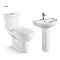 Modern tasarım çerçevesiz yıkama seramik tuvalet ve havza banyo iki parçalı tuvalet ayaklı lavabo lavabo seramik tuvalet seti