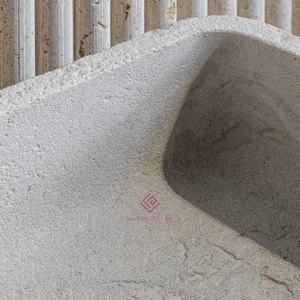 Lavabo de salle de bain <span class=keywords><strong>en</strong></span> <span class=keywords><strong>pierre</strong></span> calcaire solide avec bouchon de vidange, fabriqué à la main pour des designs de salle de bain élégants et durables - Product Image 5