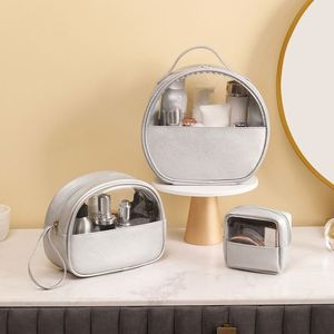 Custom Logo New Women's Fashion Large-Capacity PVC Portable Transparent Semi-Round Bag Makeup Handbag <b>Storage</b> - Product Image 6