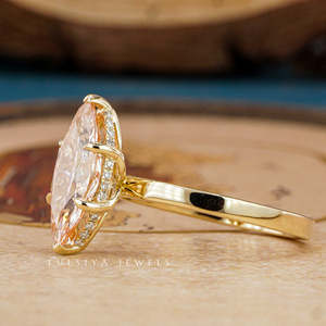 Anillo de Compromiso Clásico de Oro Sólido de 14K con Diamante de Corte Marquesa Cultivado en Laboratorio, Anillo de Boda de Lujo, Certificado IGI, Regalo de Aniversario - Product Image 3