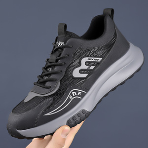 Wholesale Solid Lace-up Men's Spring Sports Shoes Mesh Breathable Casual Rubber Non-slip Soft Sole Fashion All-match