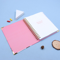 Agenda Planificateur à Spirale Personnalisé, Cahier Wire-O en Lin Doré, Reliure Spirale, Accepte Logo Personnalisé, 200 Feuilles