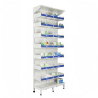 Étagère de rangement et de présentation de médicaments portable et réglable à 4/5/8 niveaux pour hôpitaux, cliniques, pharmacies et écoles