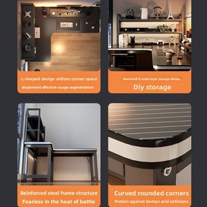Modern Wooden <strong>Corner</strong> Gaming <strong>Desk</strong> for Dual-Player School &amp; Study <strong>Compact</strong> Design for Small Apartments - Product Image 3
