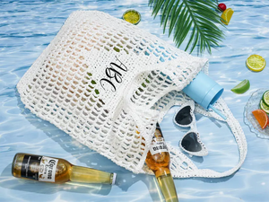 Sac fourre-tout tissé violet en paille et raphia brodé, fait main, écologique, pour femme, idéal pour la plage et les vacances - Product Image 2