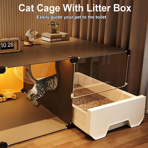 Cage pour chat d'intérieur de luxe, maison pour chat transparente à 1 étage, villa pour chat avec bac à litière pour petits animaux - Product Image 3