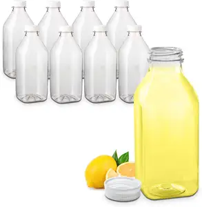 Vanjoin benutzer definiertes Logo Half Gallon 32oz Lebensmittel qualität BPA-frei Leere Milch Smoothie Saft Plastik behälter Flaschen mit Deckel