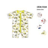Pyjama une pièce pour tout-petits à imprimé personnalisé, combinaison ajustée pour nouveau-né avec fermeture éclair réversible, pyjama pour enfants en fibre de bambou douce