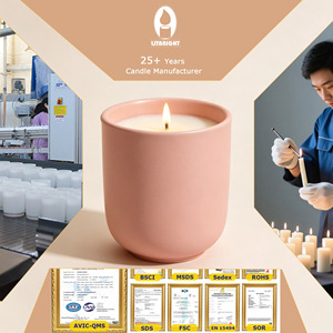 Nouvelle collection tendance de décoration intérieure pour hôtels, bougies parfumées à la cire de bois sans fumée, parfum naturel, aromathérapie, avec couvercle en céramique - Product Image 3