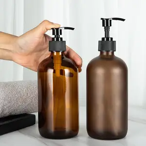 热卖2包16盎司玻璃品脱罐瓶，带泵，厨房用透明液体洗碗皂分配器