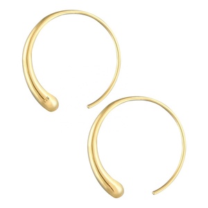 Boucles <span class=keywords><strong>d</strong></span>'oreilles créoles ovales ouvertes en <span class=keywords><strong>argent</strong></span> sterling 925 plaqué or 18 carats, bijoux simples et tendance pour femmes, Maimang Custom - Product Image 2
