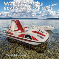 Bateau à pédales en fibre de verre Waterplay Crafts, inspiré d'une voiture de sport, avec toboggan, pour 4 personnes, utilisation sur lac