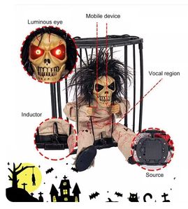 Divertida Jaula de Prisionero de Halloween con Fantasma que Voca y Brilla, Figura de Esqueleto Luminoso, Juguete Eléctrico de Plástico, Accesorio para Fiesta de Terror - Product Image 3
