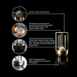 Led Cordless Table Lamp <b>Industrial</b> <b>Style</b> Metal <b>Desk</b> Lamps Outdoor Camping Atmosphere Light Restaurant Creative Night Lights - Product Image 2