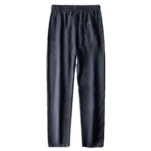 Pantalons pour hommes en coton respirant, tube droit, couleur unie, taille élastique, loisirs, personnalisés avec logo, vente en gros - Product Image 4
