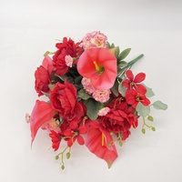Usine directe rouge multi-tête Rose soie Bouquet fait à la main fête des mères mariage noël intérieur extérieur décoration remise des diplômes