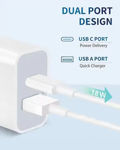Tipo <span class=keywords><strong>C</strong></span> Cargador de pared de 20W A + <span class=keywords><strong>C</strong></span> Cargador de pared rápido <span class=keywords><strong>USB</strong></span> de doble puerto para carga de dispositivos móviles - Product Image 6