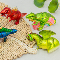 Ornement en verre sur le thème du monde animal, dinosaure T-Rex, couleur, forme et taille personnalisables, ornement en verre de Noël, cadeau de rentrée scolaire