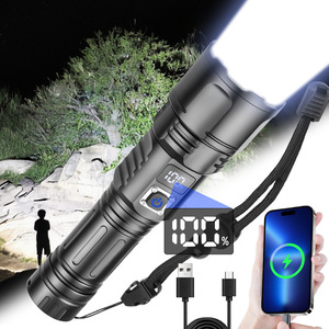 ไฟฉายสปอตไลท์แบบกำหนดเองได้ ความสว่างสูงพิเศษ 30W แสงสีขาว LED ชาร์จไฟได้ พร้อมหน้าจอดิจิตอล ระยะไกล ชาร์จผ่านพอร์ต Type C - Product Image 1