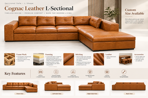 Sofá de Salón en Forma de L de Cuero Genuino Contemporáneo con Diseño Tapizado de Lujo, Gran Capacidad de Asientos, Elegante Esquina - Product Image 6