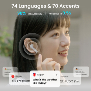 Écouteurs traducteurs vocaux autonomes Wooask A8 en temps réel, sans application, compatibles ChatGPT, pour écran 5,3 pouces, 144 langues, pour les affaires - Product Image 2