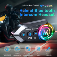 Nouveau modèle Y12 Pro Intercom pour casque de moto, casque BT, interphone 500M, écouteurs