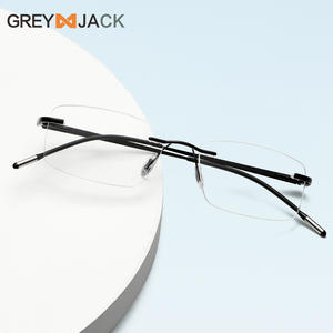Lunettes sans monture Greyjack, rectangulaires, en métal, unisexes, design fin, ME2031, verres en acétate - Product Image 1