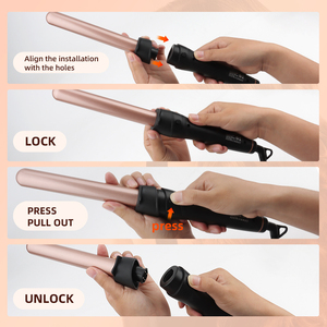 Biểu Tượng Tùy Chỉnh 5 Trong 1 Hoán Đổi Cho Nhau Ptc Gốm Tạo Kiểu Tóc Công Cụ Thiết Lập Nhiệt Bàn Chải Và 4 Hoán Đổi Cho Nhau Gốm Curling Wand - Product Image 6