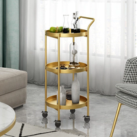 Chariot de rangement mobile en métal à 2 ou 3 niveaux, table basse OEM, mobilier de salon moderne, or et noir, pour maison et appartement