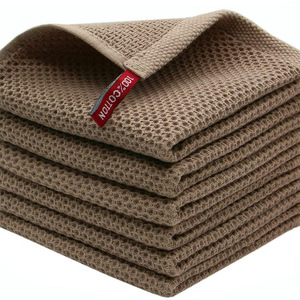 Lot de 4 torchons de cuisine en <span class=keywords><strong>coton</strong></span> gaufré 100% absorbants <span class=keywords><strong>et</strong></span> à séchage rapide, 12x12, gris foncé - Product Image 1