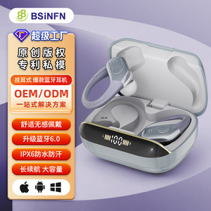 BSiNFn Hang Ear Wireless <b>Bluetooth</b> Earphone IPX6 Waterproof Long Battery Life Sports Earphones - Product Image 1