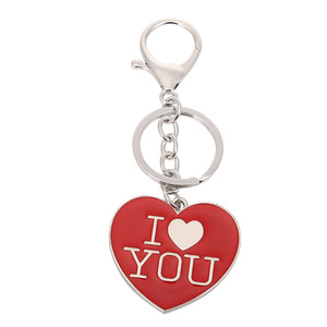 Llaveros de corazón de aleación de Zinc de Metal de estilo bonito a la moda, llaveros 'I <span class=keywords><strong>Love</strong></span> <span class=keywords><strong>You</strong></span>', llavero de mosquetón de hierro personalizado con impresión esmaltada - Product Image 3