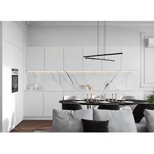 Pannello modulare moderno in compensato laccato a buon mercato a forma di l mobili da cucina Design Cabinet per piccola cucina