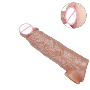 18,5 cm wieder verwendbares wasch bares Silikon männliche Dildo hülle Penis vergrößerung Big Cock Sleeve Kondom für Mann für größere - Product Image 2