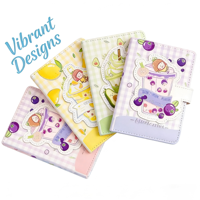 Cuaderno de Patrón Frutal de Alta Calidad con Páginas a Color, Estilo Corazón de Niña, para Estudiantes, Literatura y Arte, Regalo, Cosido, 96 Hojas Impresas