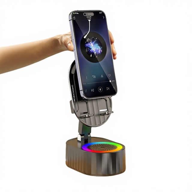 New Multi-function Adjustable Height Mobile Phone Stand Speaker Charging Bank Foldable ABS Material for Desk Bed Use