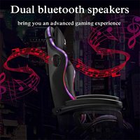 Chaise de jeu vidéo musical à massage complet Chaise d'ordinateur avec haut-parleur à lumière LED RVB Chaise de jeu ergonomique avec repose-pieds