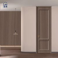 Porte intérieure en bois moderne minimaliste sans peinture, finition Nano Skin Feel gris foncé noyer, pour chambre à coucher, vente en gros sur mesure