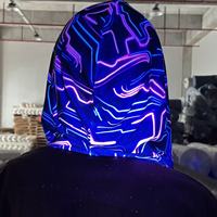 Cagoule de festival Trippy Rave, cagoule-foulard holographique réversible avec chaîne, cagoule arc-en-ciel réactive aux UV pour événements EDM