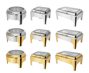 Chafing Dish Redondo de Acero Inoxidable Hidráulico en Color Blanco con Capacidad de 6L y Calentamiento con Alcohol para Suministros de Hoteles y Restaurantes - Product Image 5