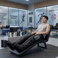 Masseur de jambes à compression d'air sans fil VU à 6 chambres pour la circulation et le soulagement de la douleur, bottes de récupération séquentielle portables pour le lymphœdème