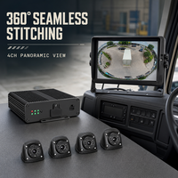 Système de caméra 4 canaux 1080P vue panoramique MDVR avec moniteur, étanche IP68, pour camions et bus, détection de piétons par IA, alarme BSD, gestion de flotte