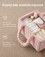 Organisateur de couches pour bébé, résistant à l'eau, grande capacité, en polyester, panier portable pour bébé, séparateurs amovibles, emballage prêt à offrir