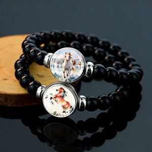 <span class=keywords><strong>Bracelet</strong></span> <span class=keywords><strong>élastique</strong></span> perlé en verre noir romantique pour femme, style peinture aquarelle, bijoux <span class=keywords><strong>animaux</strong></span> personnalisés, vente en gros - Product Image 1