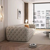 Canapé convertible Chesterfield américain haut de gamme nordique moderne pleine boucle couleur Champagne Design minimaliste Internet extensible