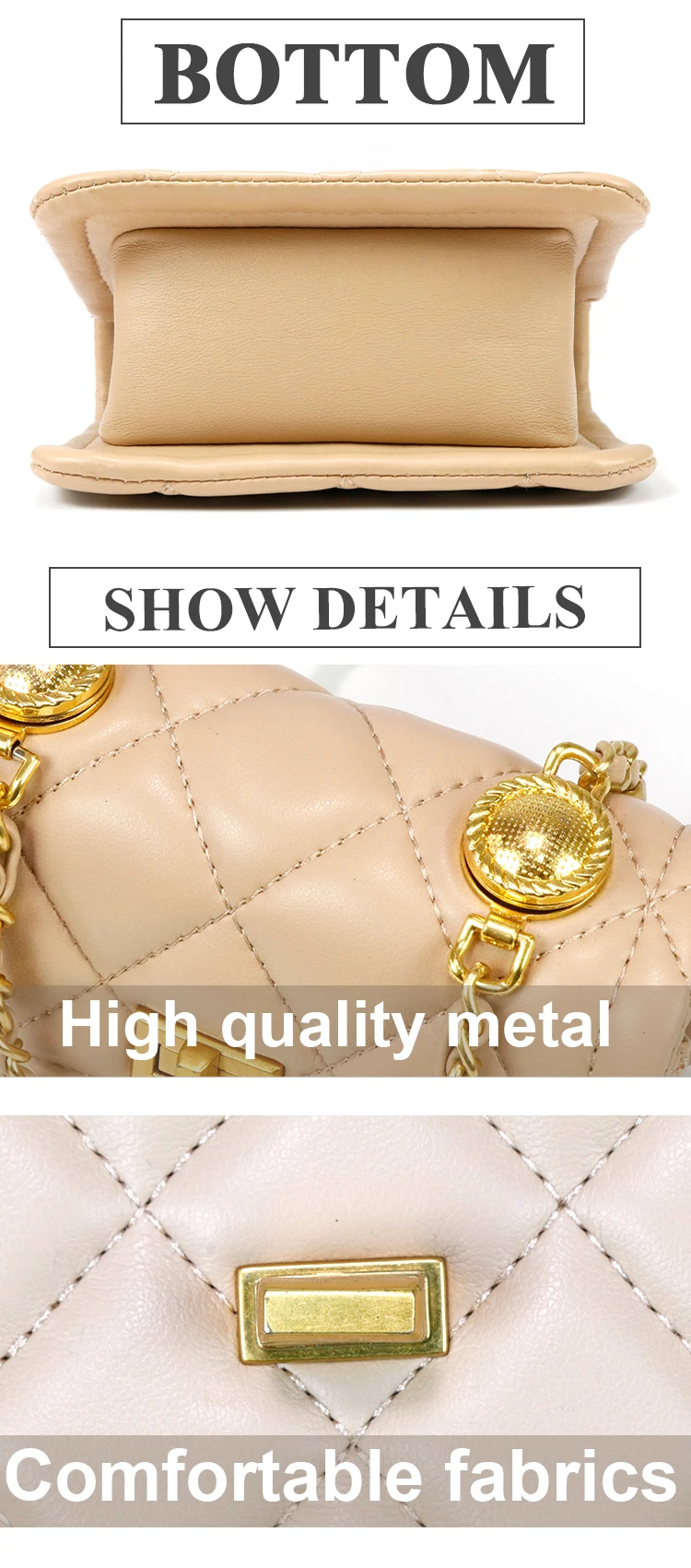 Womens Fashion Designer Shoulder Bags with Gold Chain Strap