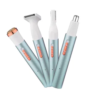 4 IN 1 Kit Bikini Trimmer Depiladora para Mulher Perna Braço Nariz Removedor De Cabelo Indolor