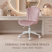 Chaise de bureau moderne en velours, dossier rayé rembourré, sans accoudoirs, réglable en hauteur, pivotante, pour bureau à domicile, étude